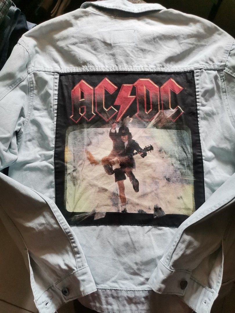 AC / DC denim washed jacket by cotton on on Carousell