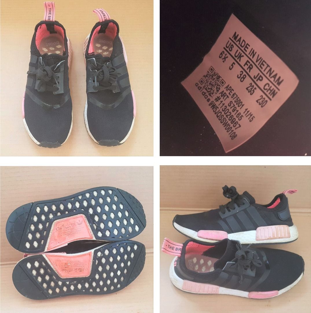Adidas NMD R1 Black Peach Colour, Adidas Designer Boost Sneakers, US 6.5,  UK 5, EU 38,