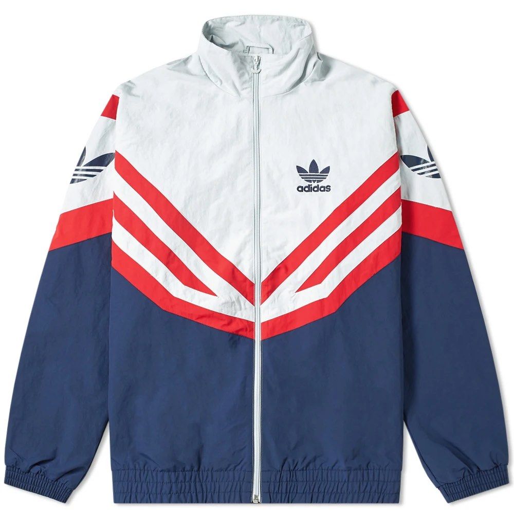 Adidas Sportive Stripes Track Jacket Windbreaker in Navy