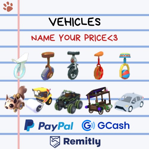 ADOPT ME VEHICLES on Carousell