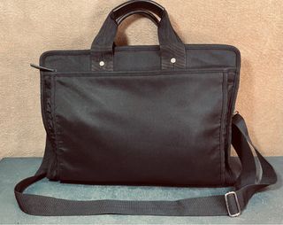 Agnes B Japan Cotton Twill and Leather Travel Office Briefcase
