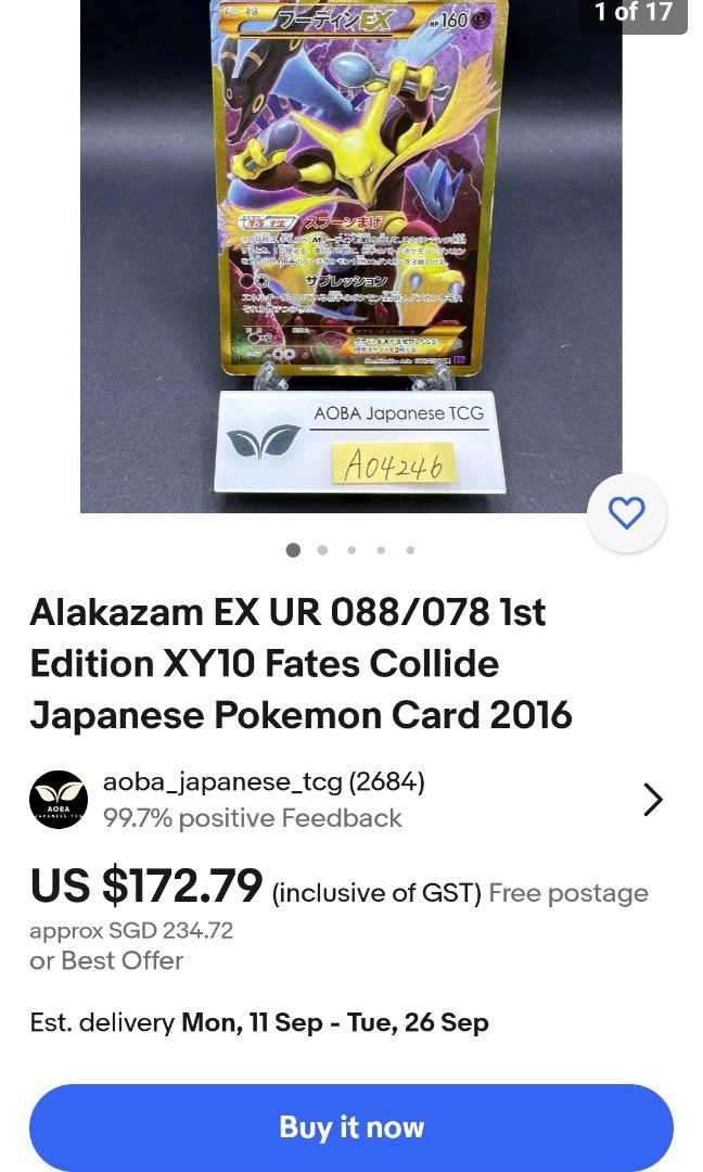 Alakazam EX 088/078 XY10 1st - Paper Moon Japan - annex 
