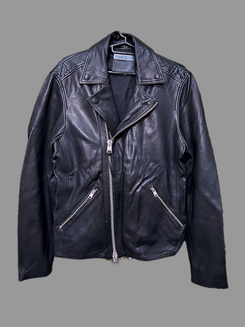 All Saints Ezra Biker Leather Jacket Men s Fashion Coats
