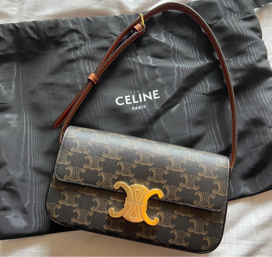Celine Small Bucket Bag in Black Triomphe Canvas and Calfskin Authentic,  Luxury, Bags & Wallets on Carousell