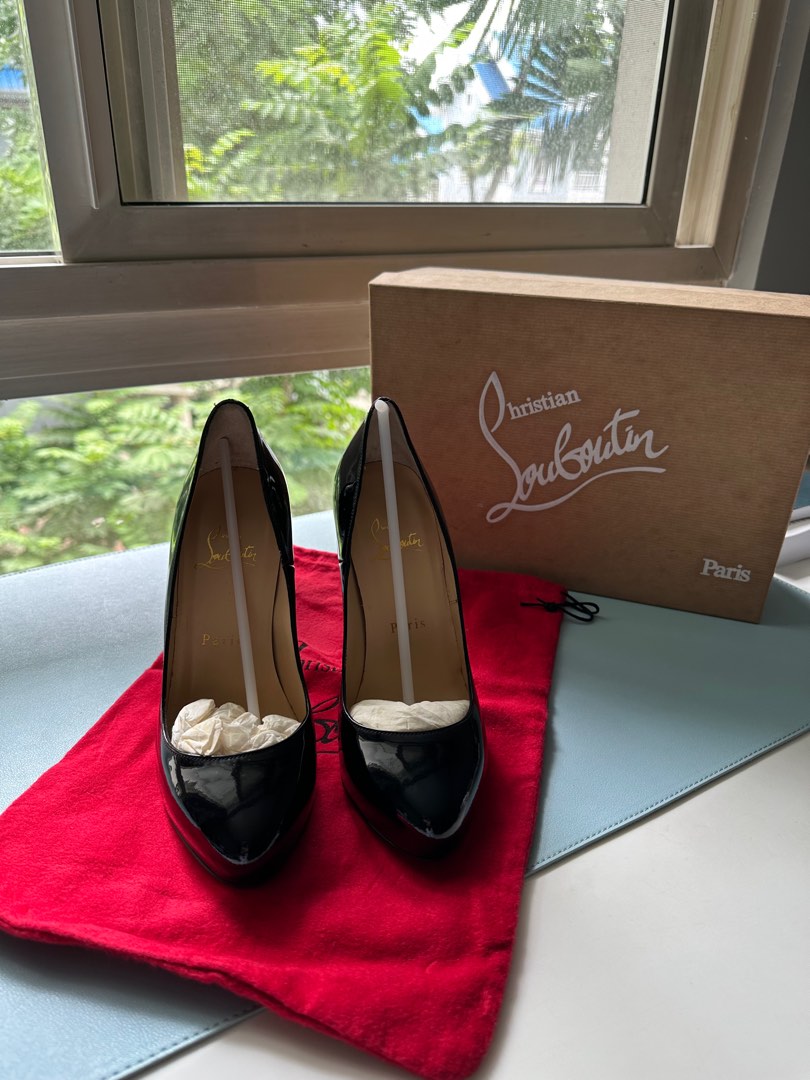 100% Auth Christian Louboutin So Kate 120 Patent Leather Black Pumps Heels  37