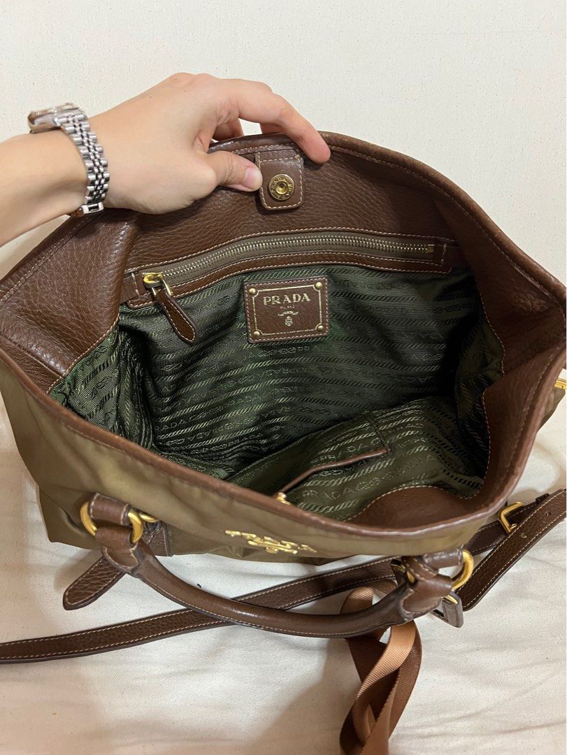 ✓Authentic PRADA Nylon 2 Way Brown Tote Bag with Strap, Luxury
