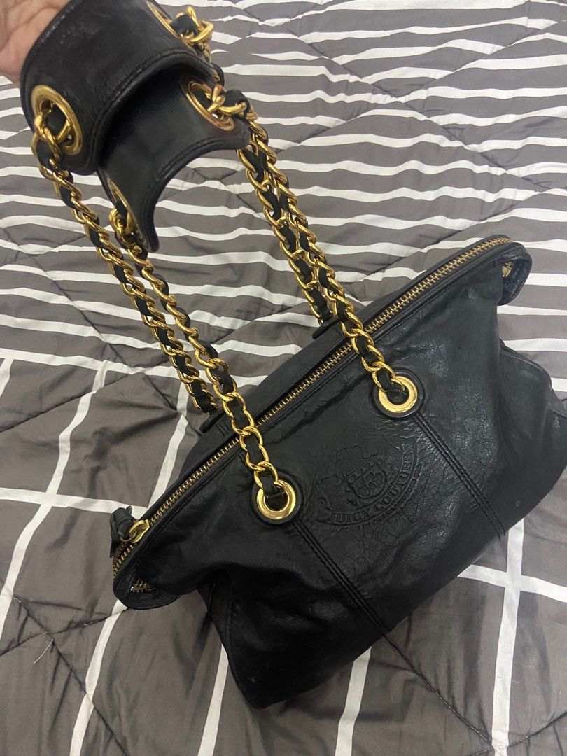New Black Juicy Couture Purse Licorice Satchel Barrel Bag MSRP $99 Embossed  | eBay