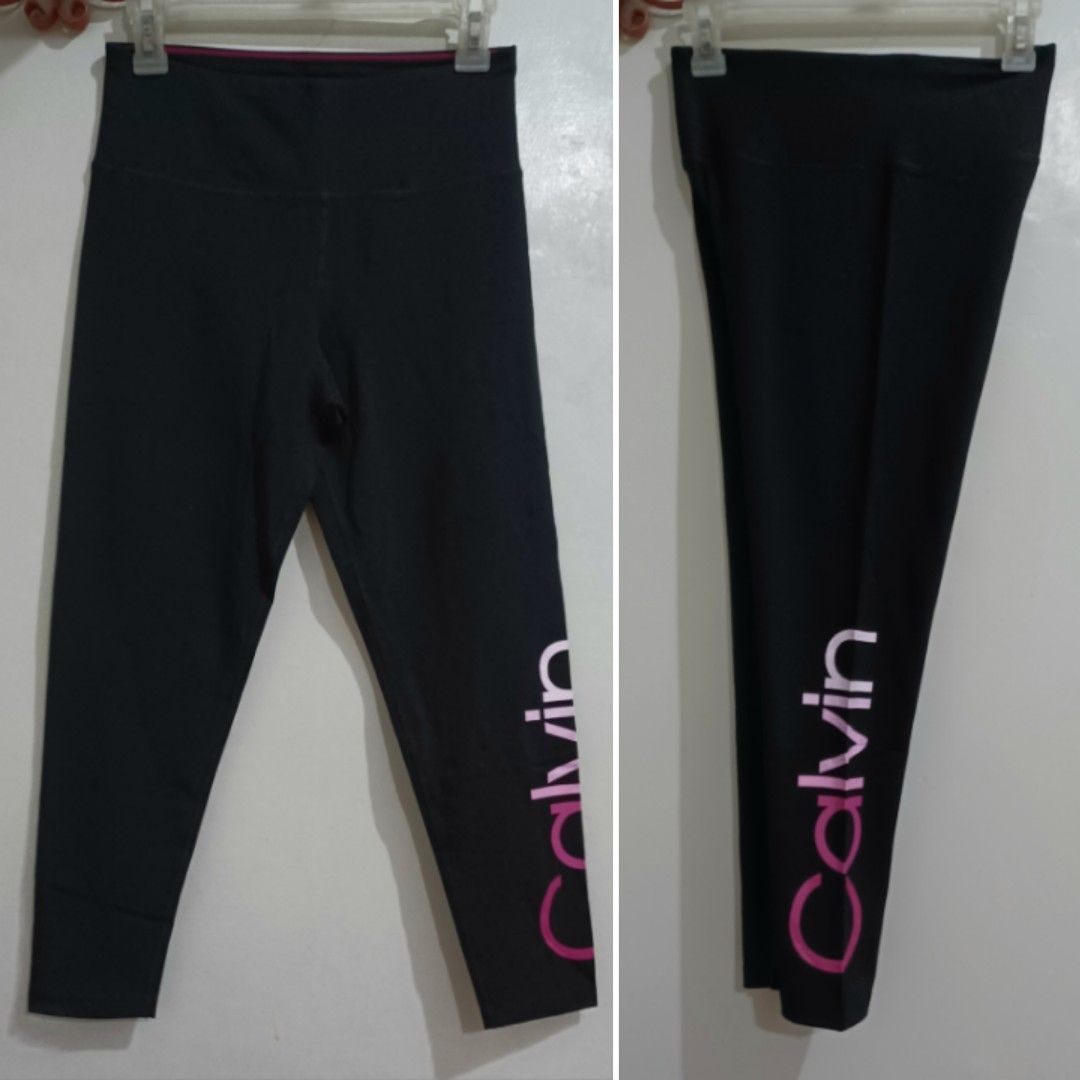 Calvin Black Performance Ombre Pink Logo Leggings (Sizes M & 1X), Women's  Fashion, Activewear on Carousell