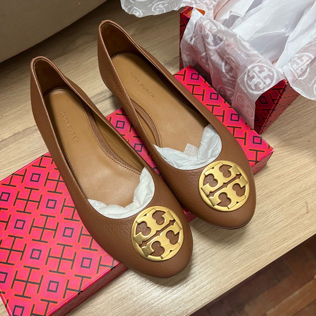 Tan tory burch flats outlet