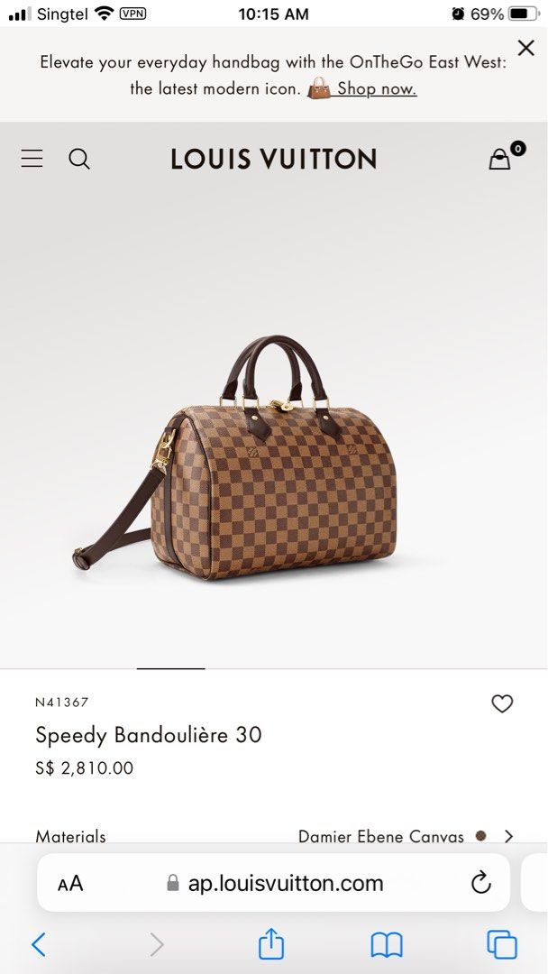 LV Speedy Bandouliere 30 in Damier Ebene 2019, Luxury, Bags & Wallets on  Carousell