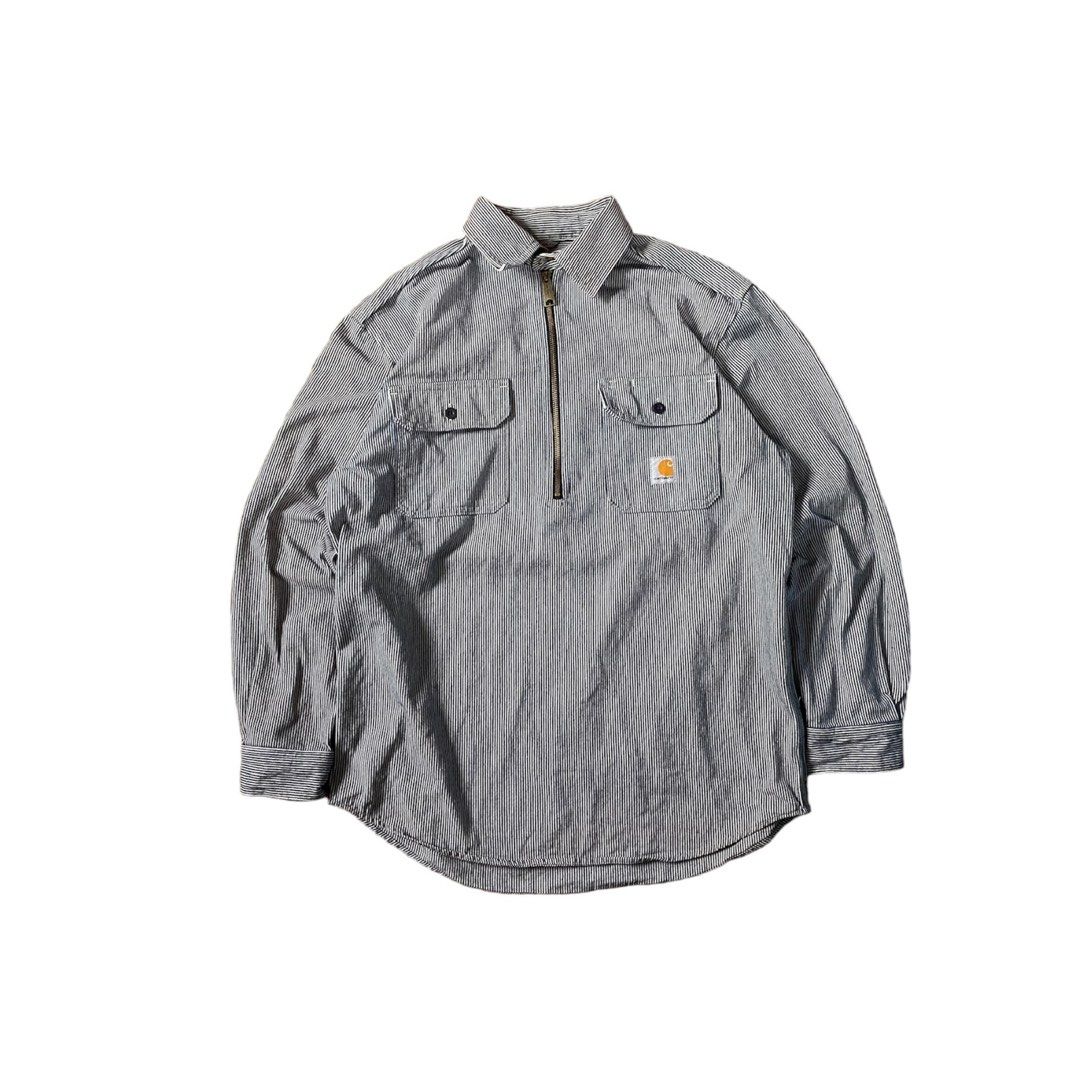 Carhartt men's hickory stripe shirt denim quarter zip 2025