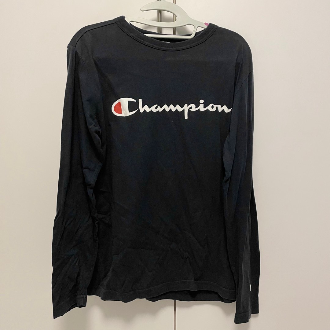 Champion script black hotsell long sleeve t-shirt