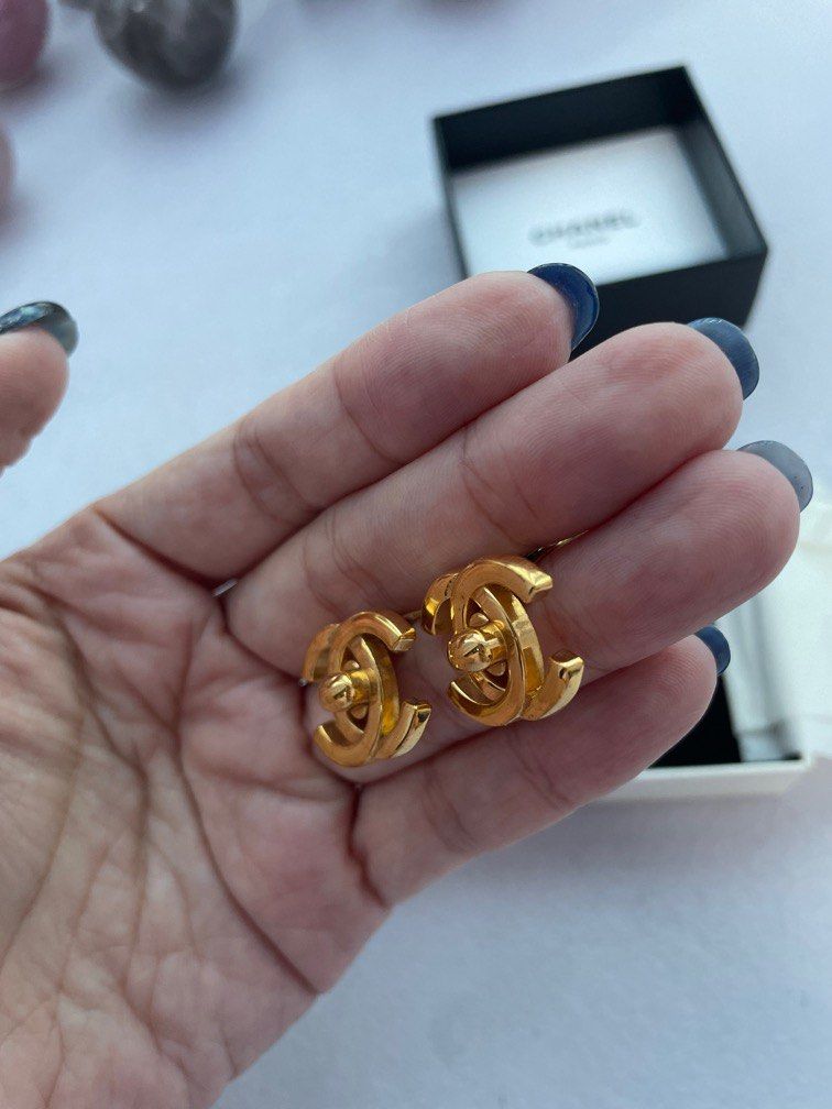 gold cc earrings