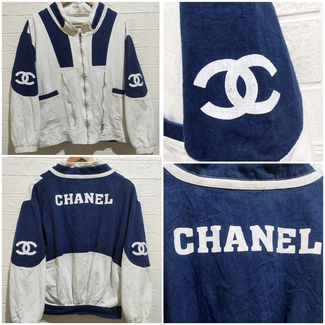 Chanel white & blue denim jacket, Men's Fashion, Coats, Jackets