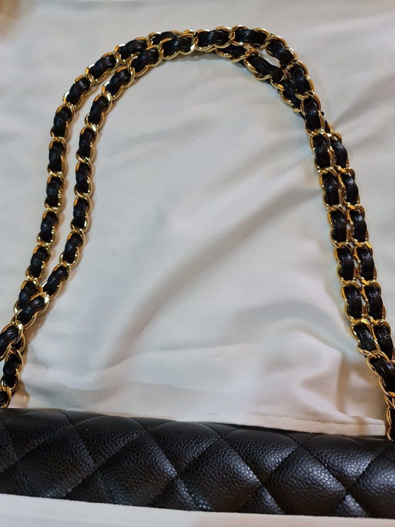 Maxi hobo bag, Calfskin & gold-tone metal, black — Fashion | CHANEL