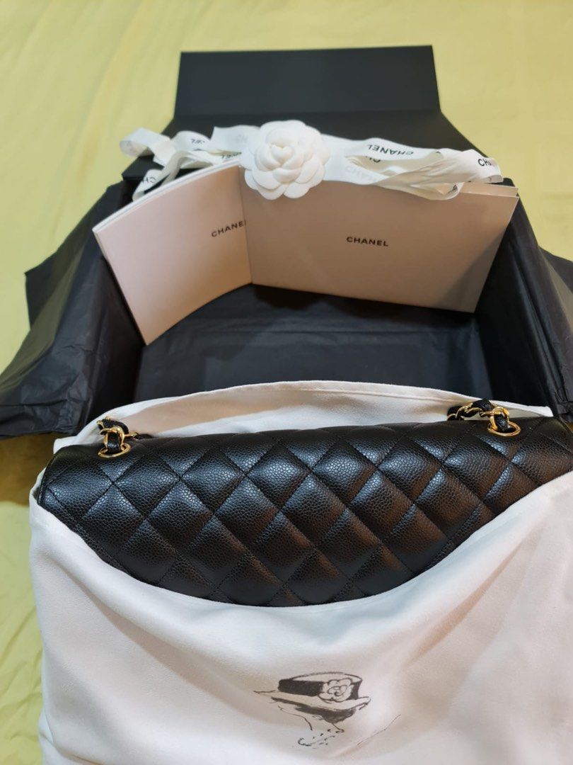 Maxi hobo bag, Calfskin & gold-tone metal, black — Fashion | CHANEL
