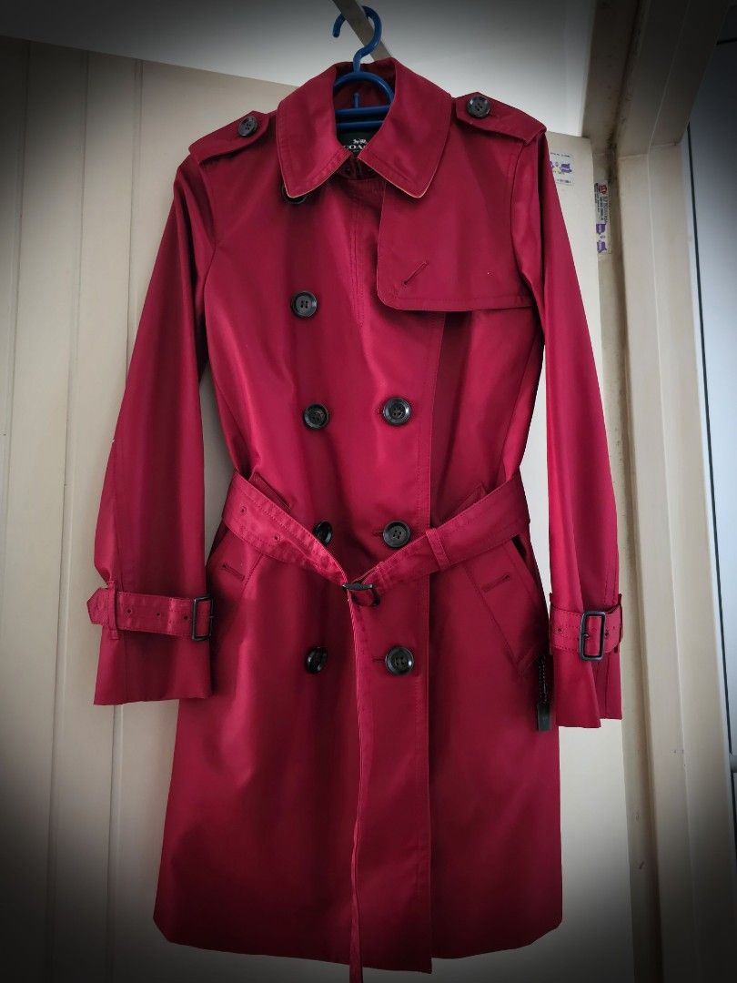 Coach red trench coat sale