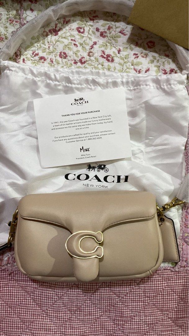 COACH Pillow Tabby 18 Black Leather Cross-body Bag in Natural