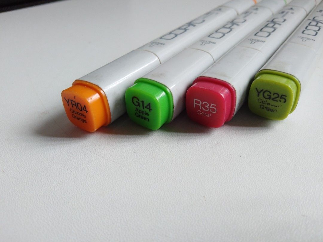 Copic Marker Set 4 pcs (Category: Stationery & School Supplies) located in Taguig. Submitted by biyaya (Listing ID 1251399079, Image 2). Description: Sold As Set Approx 70%-80% ink left.
