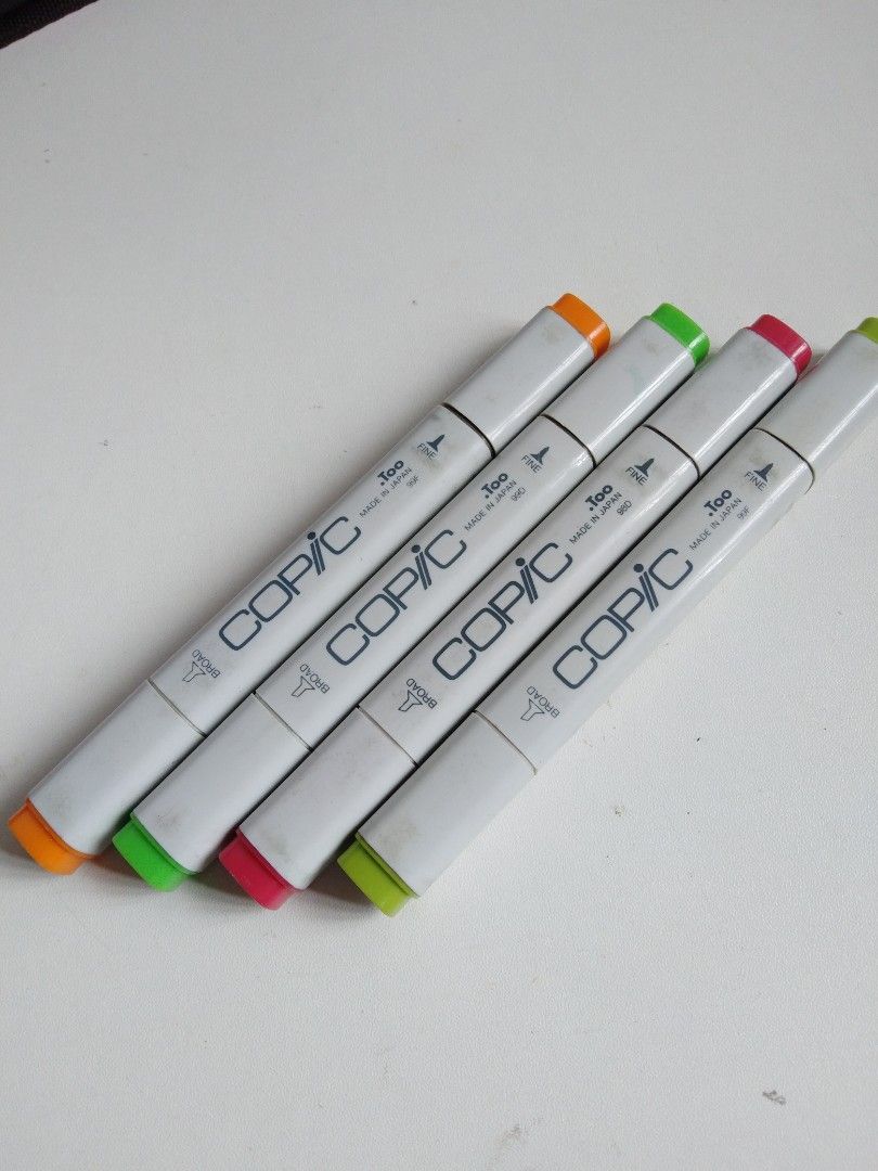 Copic Marker Set 4 pcs (Category: Stationery & School Supplies) located in Taguig. Submitted by biyaya (Listing ID 1251399079, Image 1). Description: Sold As Set Approx 70%-80% ink left.
