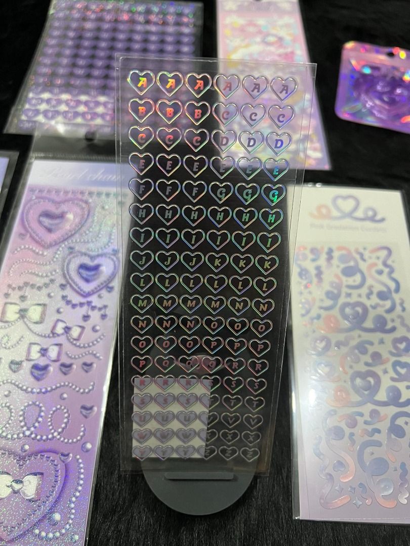 Deco sticker Purple super set (Category: Craft Supplies & Tools) located in Cavite. Submitted by c.moreno (Listing ID 1251399743, Image 2). Description: Deco sticker Purple super set Inclusions: 1 charm 1 character sticker 1 crystal heart sticker 2 alphabet stickers 3 deco stickers Journal Scrapbook Deco Sticker ALL ITEMS ARE STILL AVAILABLE UNLESS TAGGED AS SOLD/ RESERVED.
