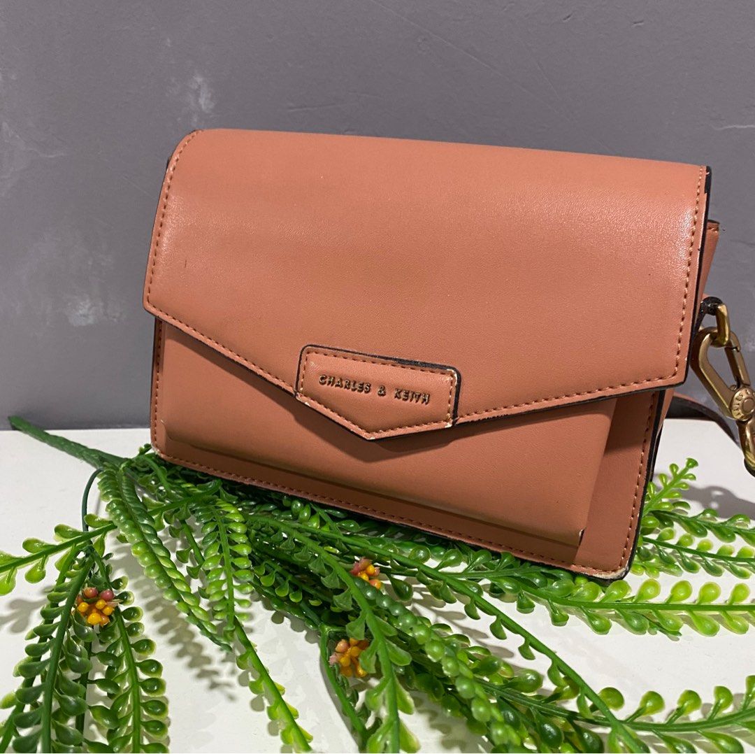 Defect Charles KEITH sling bag Faux PU Leather sling bag Brown
