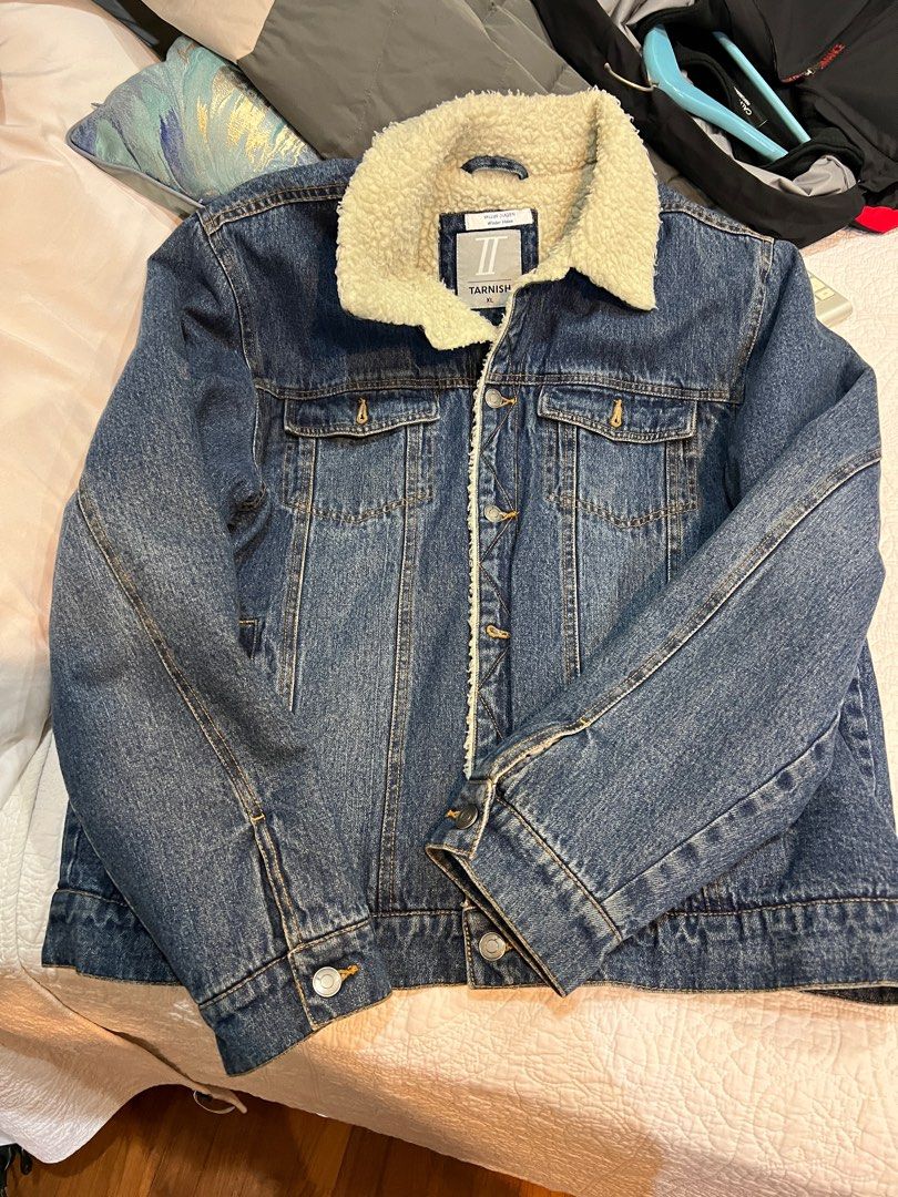 Denim Jacket with fur collar and inside Men s Fashion Coats