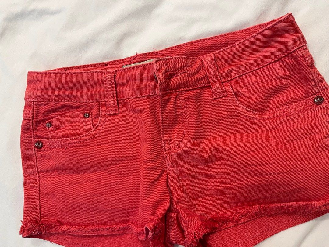 Denim Shorts Red Women s Fashion Bottoms Shorts on Carousell