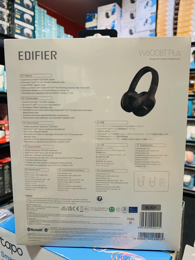 Edifier W800BT Plus Wireless Bluetooth Stereo Headphones Black on Carousell