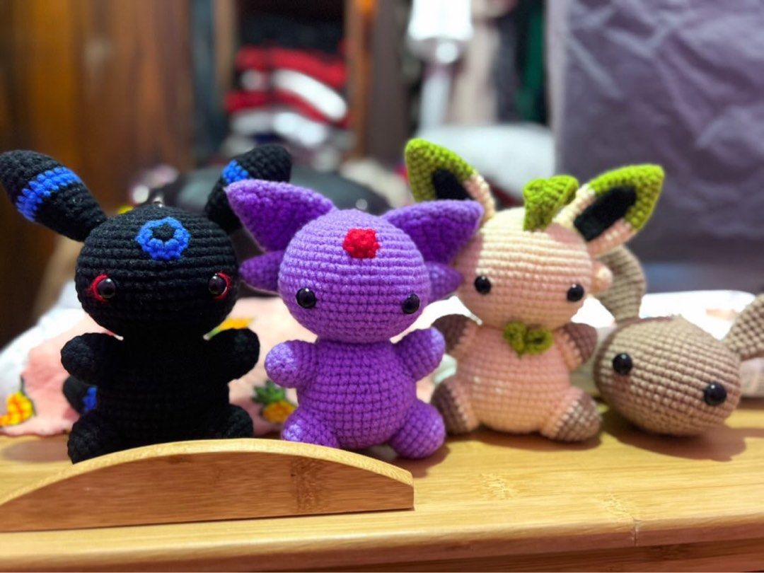 Eeveelutions Crochet (Category: Handmade Craft) located in Talisay. Submitted by yourstrulyfinn (Listing ID 1251475003, Image 1). Description: Take all now! All in good condition, it's a charm where you can hang it on your bags. If per piece, it will cost 500 each..