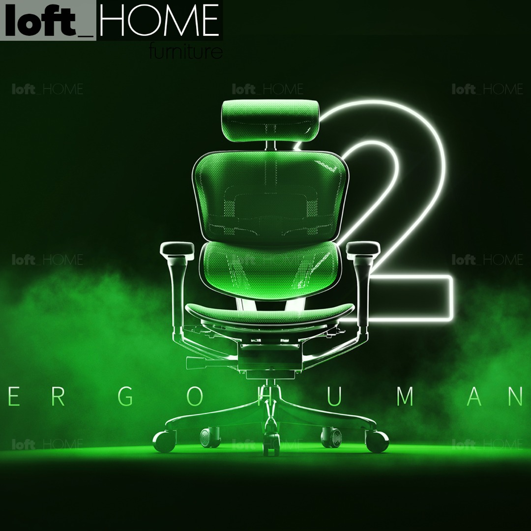 Ergonomic Office Chair Black Frame With Legrest ERGOHUMAN E2 , Furniture & Home Living