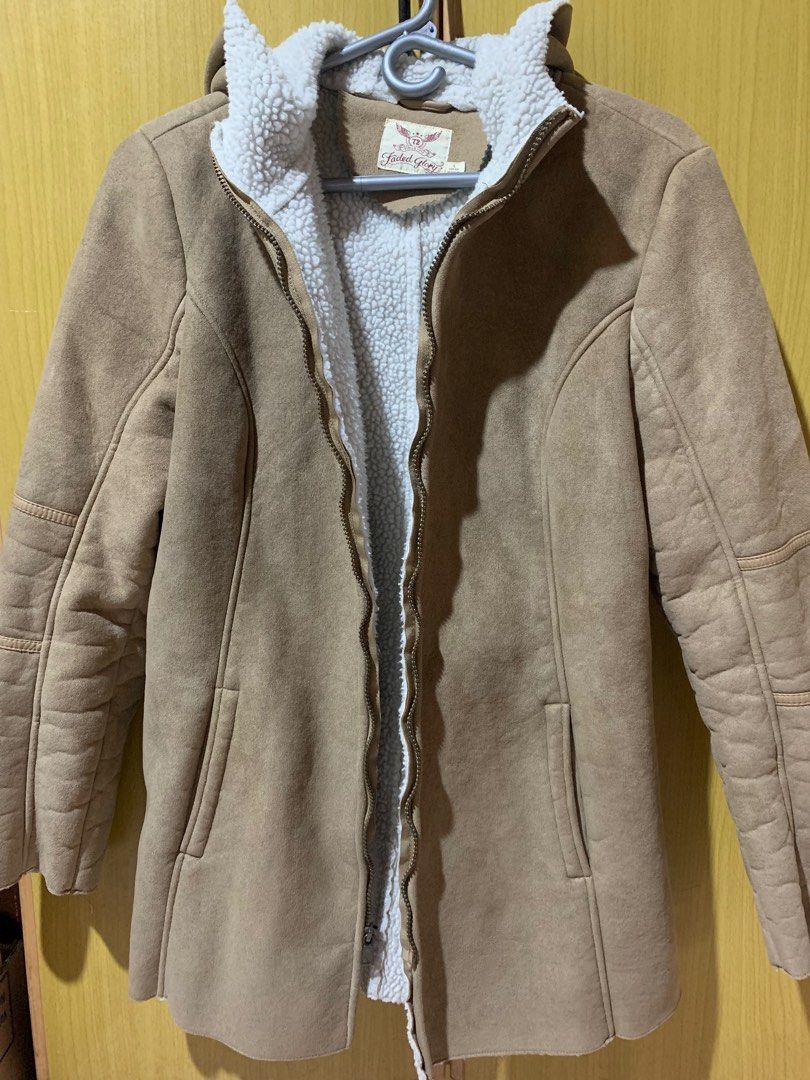Faded glory beige brown sherpa jacket Men s Fashion Coats Jackets and Outerwear on Carousell