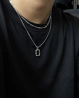 Fashionable and Popular 2pcs Men Geometric Charm Necklace iTy Alloy for Jewelry Gift and for a Stylish Look