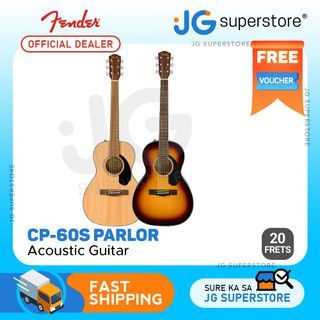 Fender CP-60S Parlor Acoustic Guitar with 20 Frets, Walnut / Rosewood Fingerboard, Gloss Finish for Musicians, Beginner Players (3-Color Sunburst, Natural) | JG Superstore