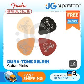 Fender Dura-Tone Delrin Guitar Picks (12 Pack) with 351 Shape Classic Design Matte Finish (0.71, 0.84, 0.96, 1.21) (4 Colors) | JG Superstore