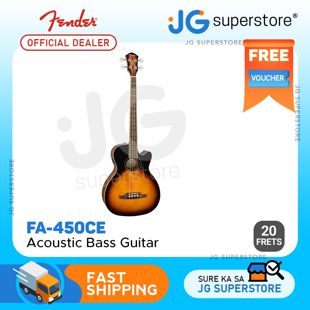 Fender FA450CE Acoustic Bass Guitar with 20 Frets, Laurel Fingerboard