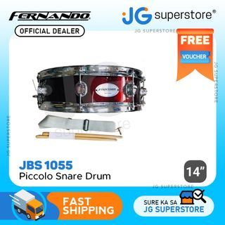 Fernando 14" Piccolo Snare Drum Marching Set with UK Drum Head, Adjustable Straps, and Drumsticks (Wine Red) | JBS10055 AJ | JG Superstore