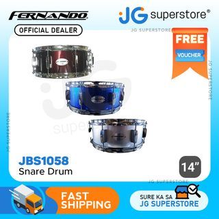 Fernando 14" Snare Drum Marching Set with Adjustable Mounting Straps and Drum Sticks (Blue, Silver, Wine Red) | JBS1058, JBS1058 AJ, JBS1058 B | JG Superstore