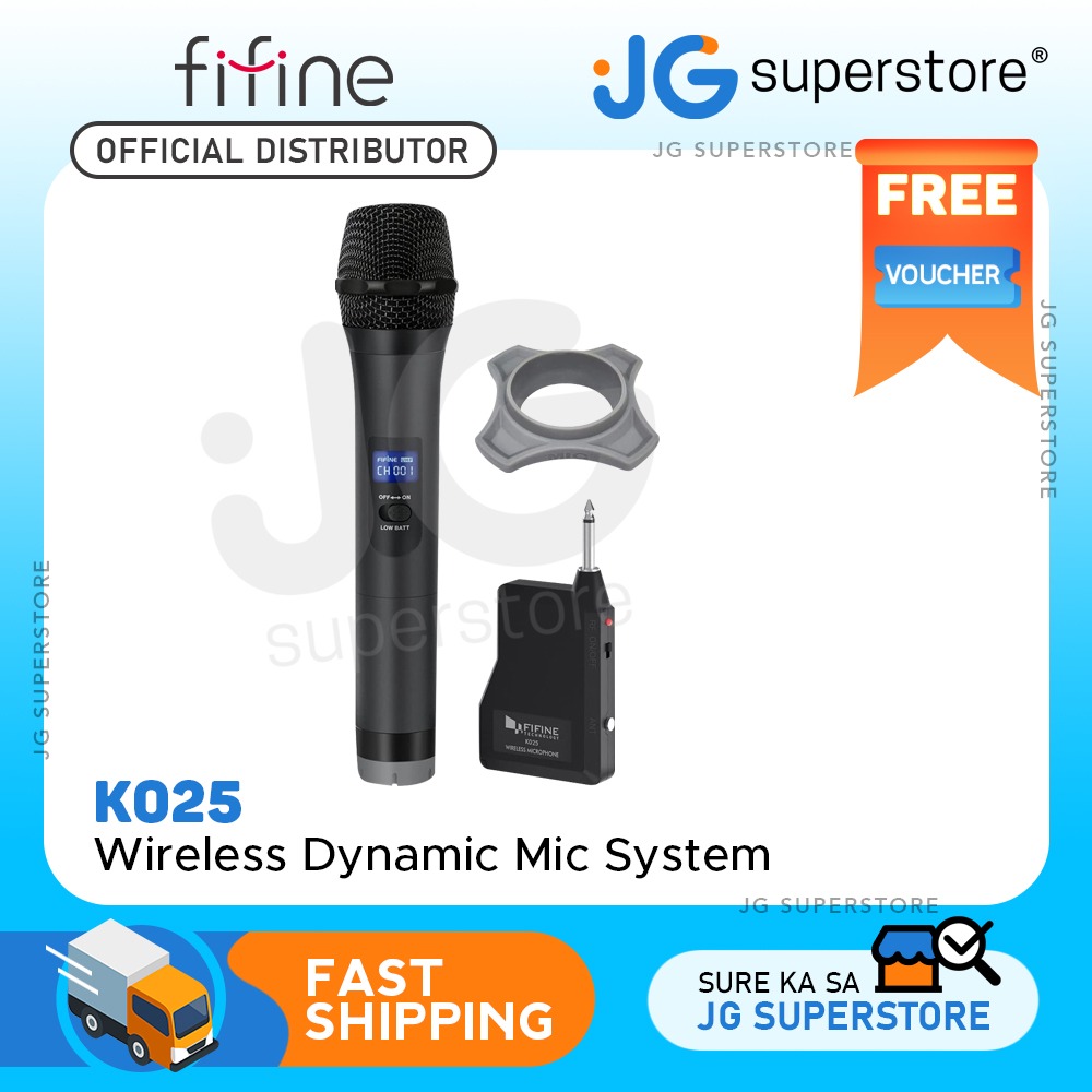 Fifine K025 Wireless Microphone, Handheld Dynamic Mic System for Karaoke Nights, House Parties