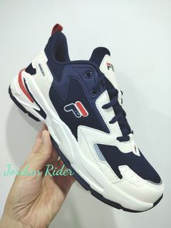 FILA 男生 輕量 運動鞋 深藍 紅 白色 白底 男鞋 老爹鞋
