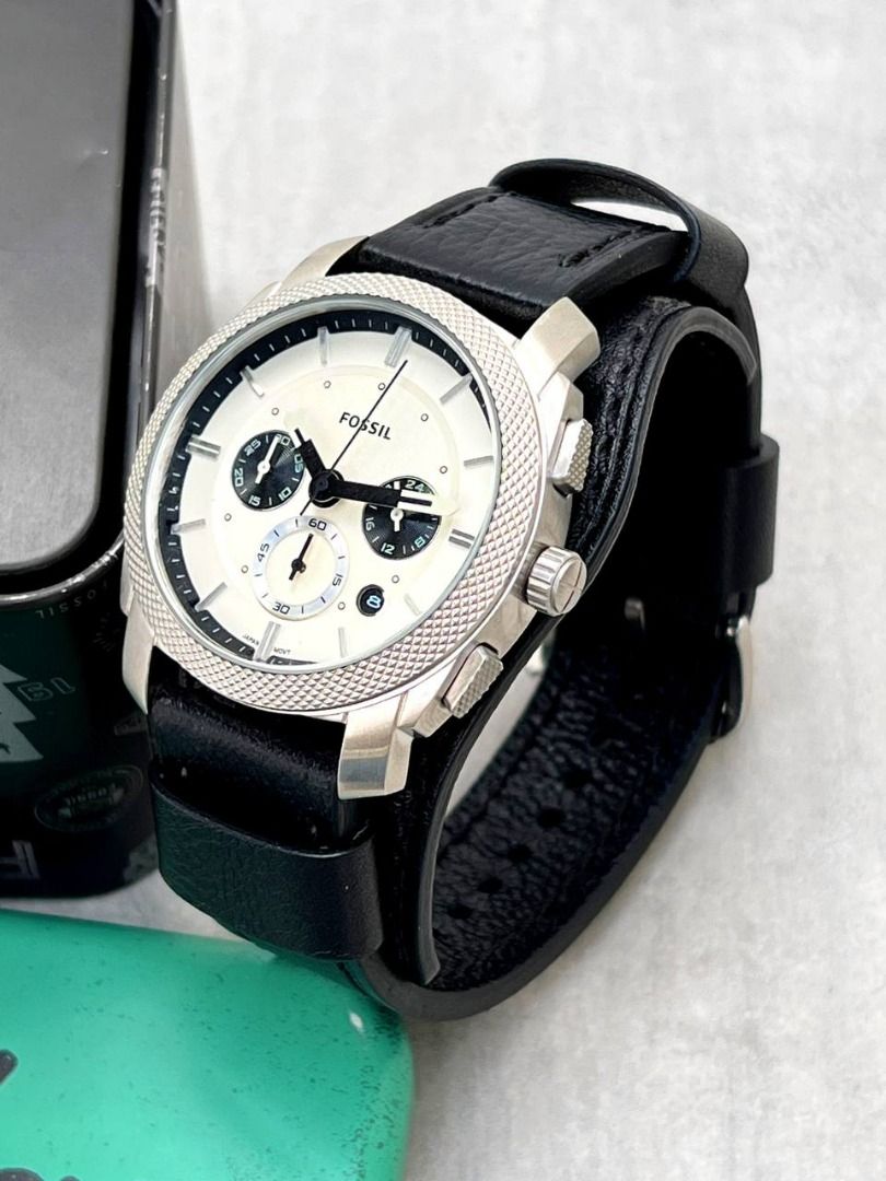 Fossil machine discount chronograph leather watch