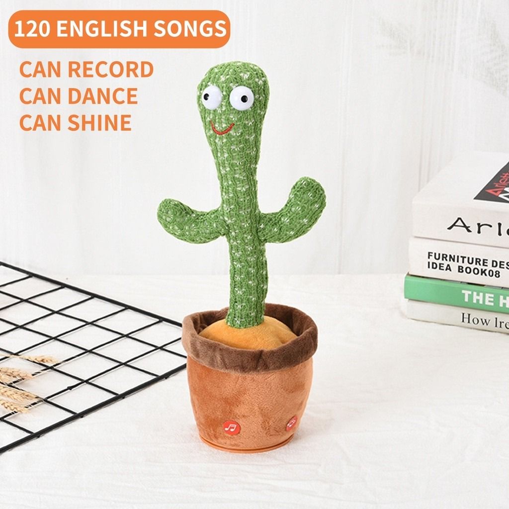 Dancing Cactus Toys, A Cactus That Can Dance, Sing, Twist, and Shine 120  English Dance Recordings Learn to Speak (Dancing Cactus with Hat) 