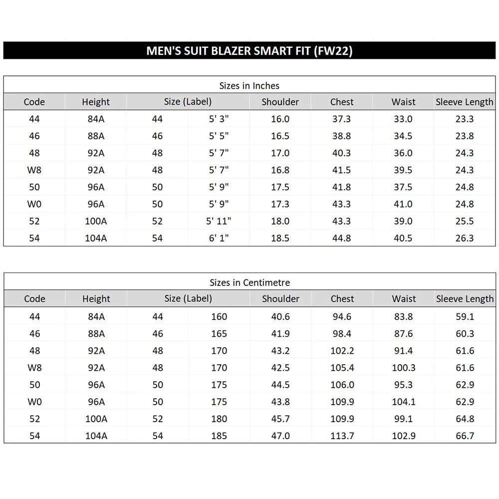 G2000 blazer size chart clearance