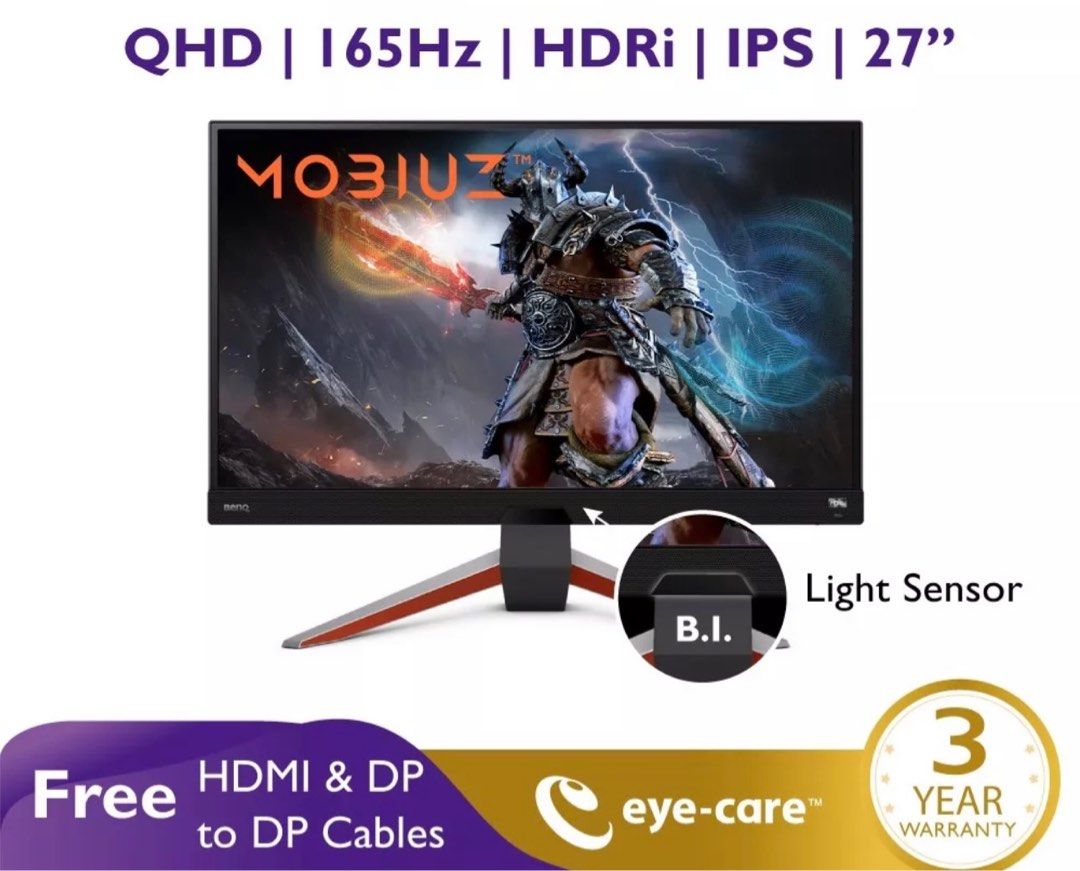Gaming Monitor - BenQ MOBIUZ EX2710Q 27 inch QHD 1ms 165Hz IPS HDRi  FreeSync 2W Built In Speakers Height Adjustable Gaming Monitor, Computers &  Tech, Parts & Accessories, Monitor Screens on Carousell