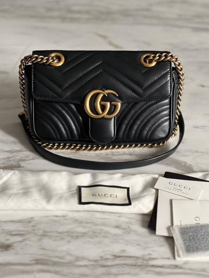 Gc Marmont Mini 22cm in Black GHW with dustbag sample leather booklet bc