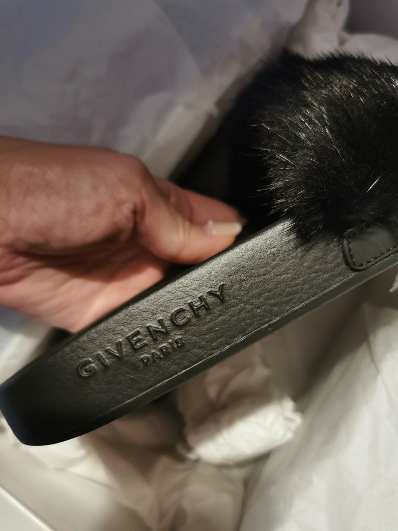 Givenchy Black Furry Sliders