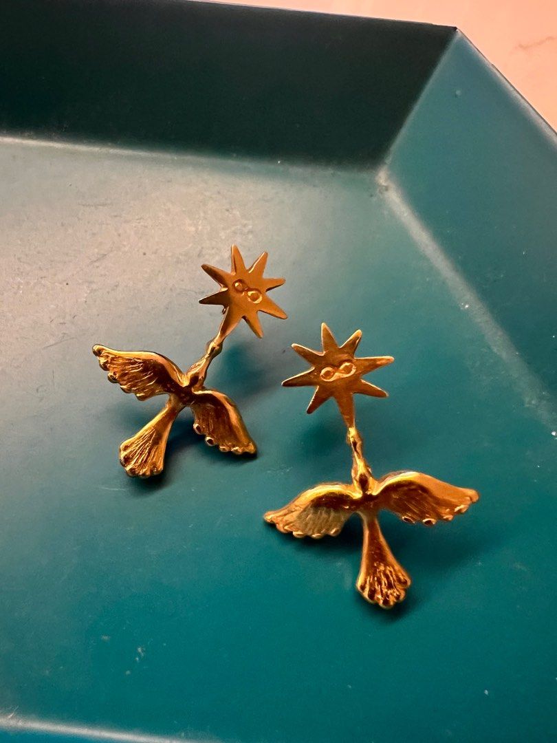 Gold bird clearance earrings