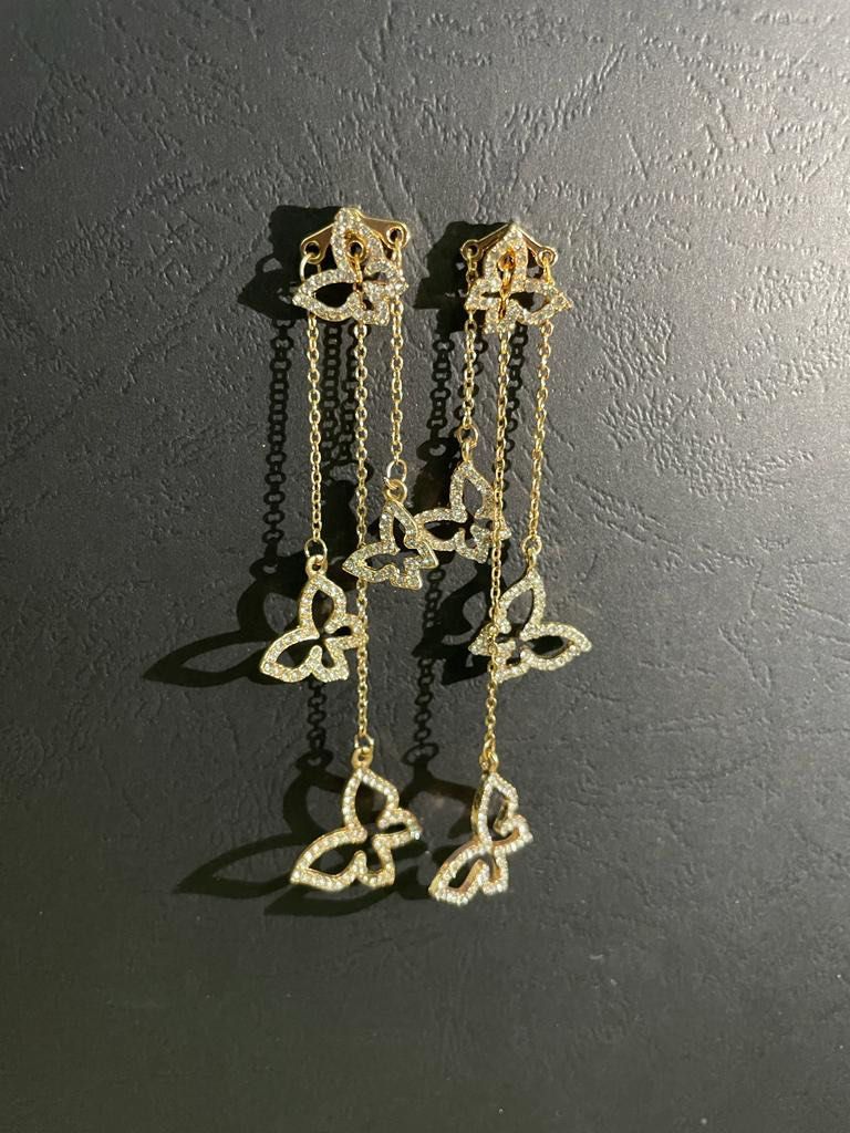 Gold butterfly discount drop earrings