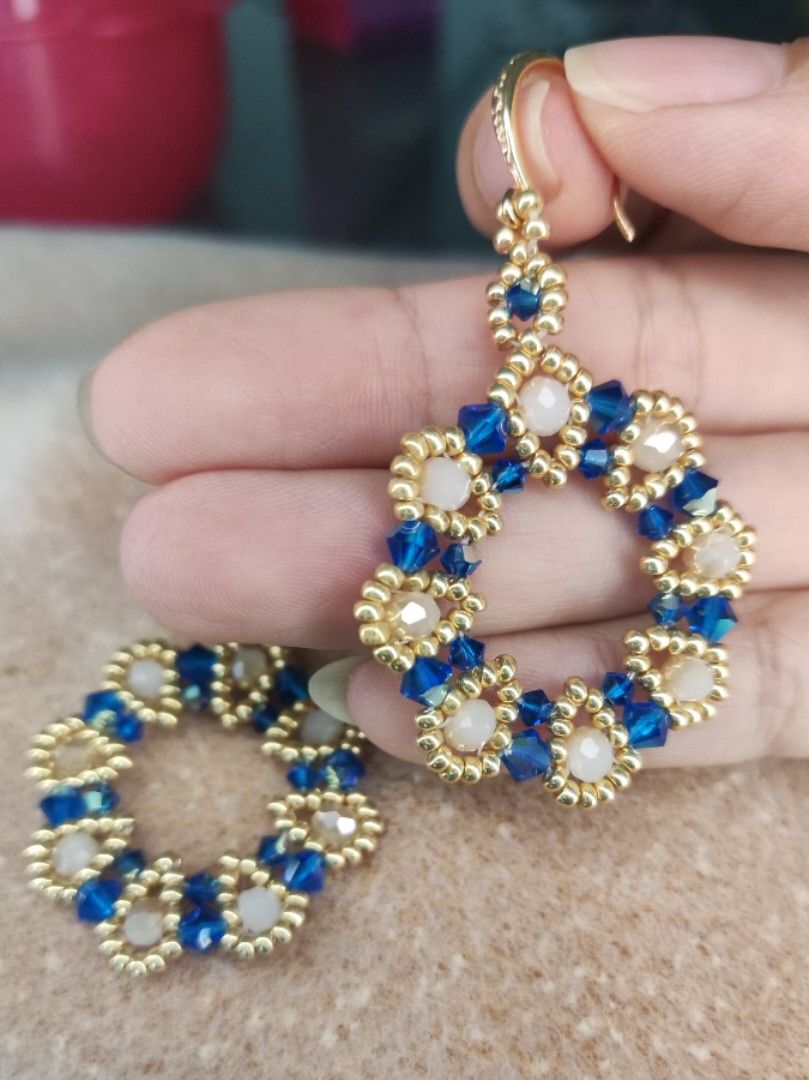 Handmade crystal and bead earrings