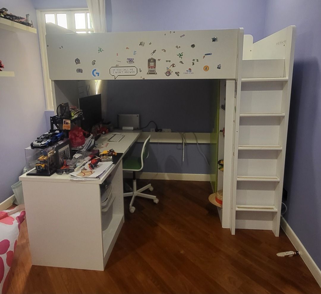 Bunk bed with shop desk underneath ikea